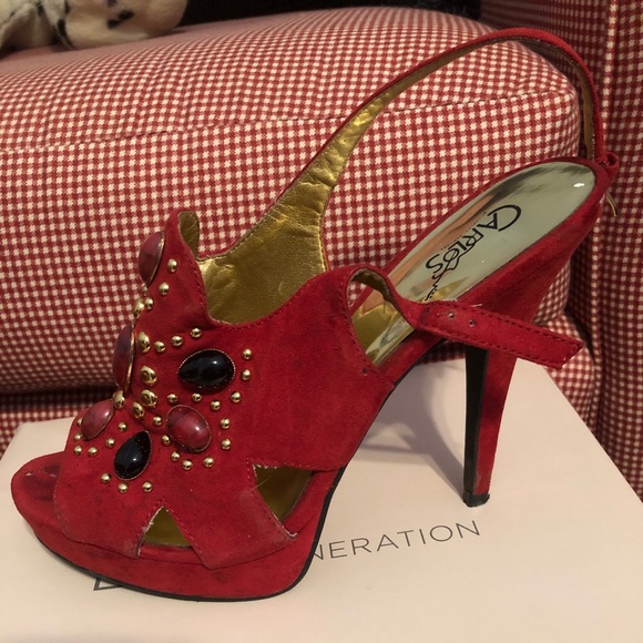 Carlos Santana Shoes - Carlos Santana Romantica Suede Jewel open toe heel